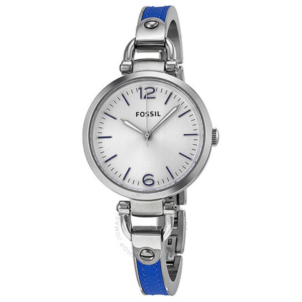 Fossil Georgia White Dial Blue Stainless Steel Watch